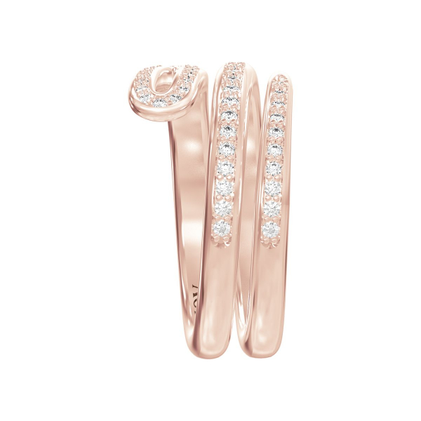 Двойное кольцо "Кащеева игла Half Pave" из розового золота
