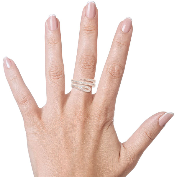 Двойное кольцо "Кащеева игла Full Pave" из розового золота