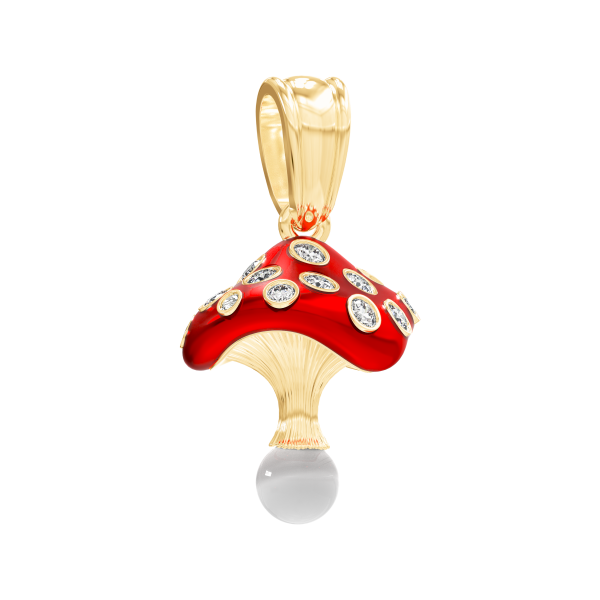 Подвеска "Волшебный гриб" из желтого золота