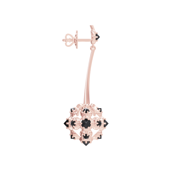 Серьги "Ежевика" из розового золота с черными бриллиантами