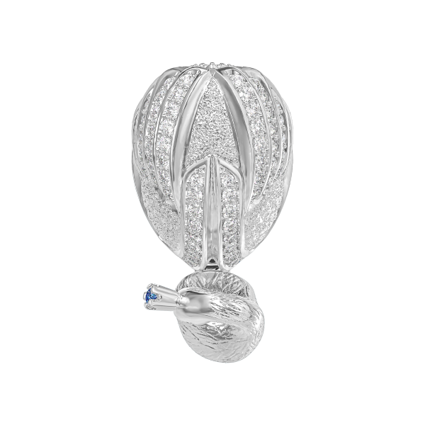 Кольцо “Царевна-лебедь” из белого золота с бриллиантами и сапфирами